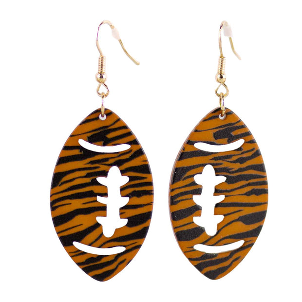 Tiger Stripe Football Earrings