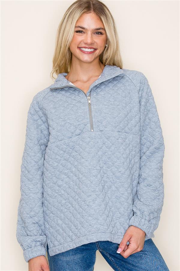 Heather Quilted Half Zip