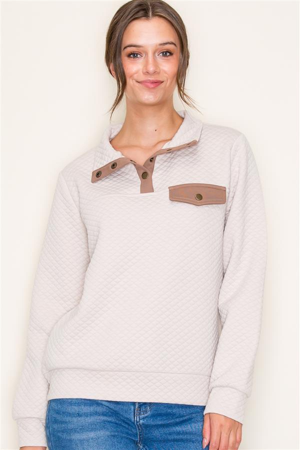 Lenox Quilted Collared Pullover