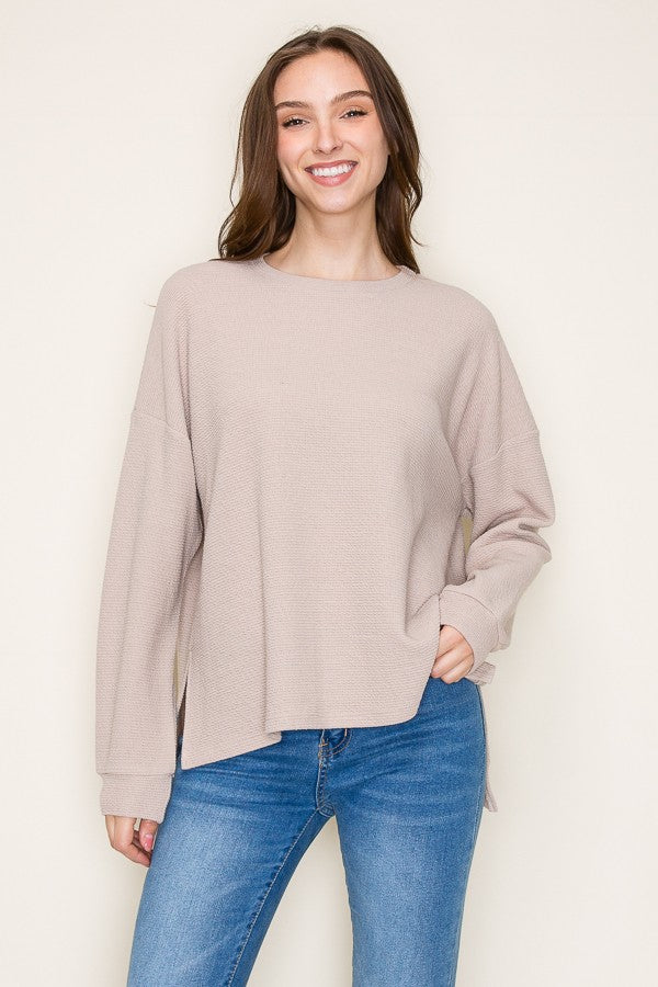 Round Neck Mix Knit Top