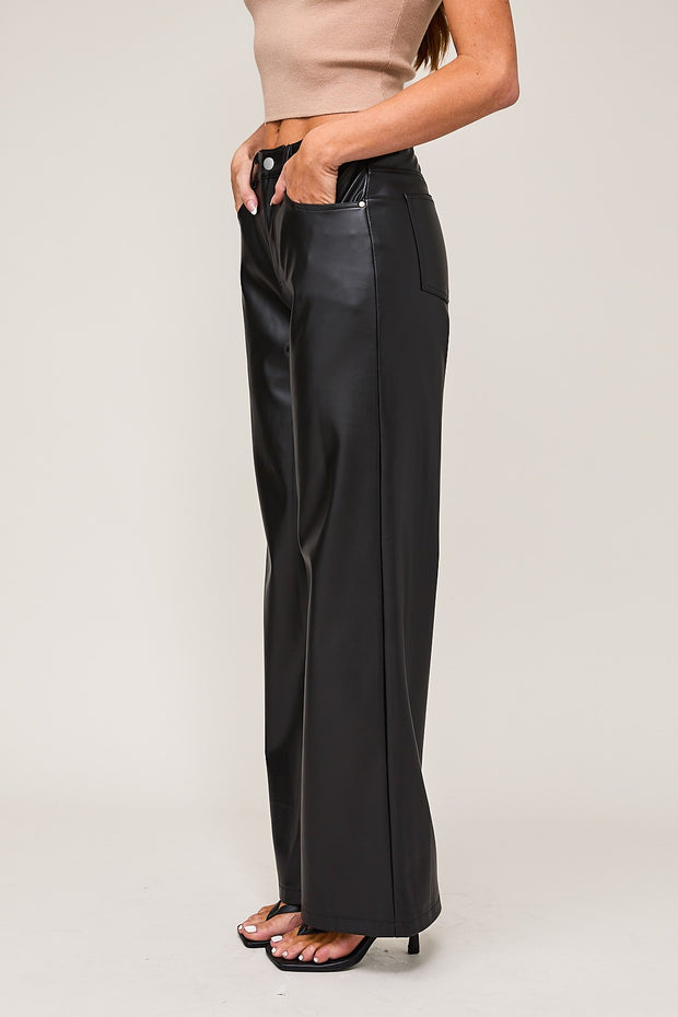 High Waist Faux Leather Pants