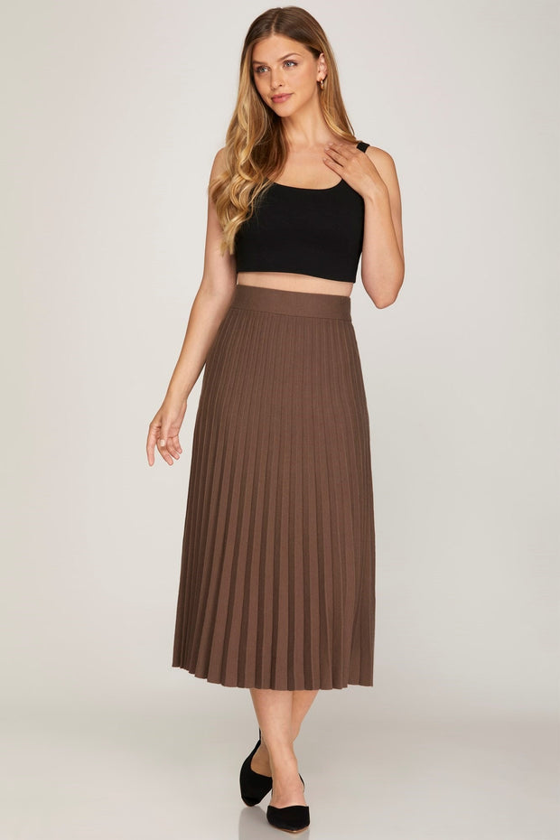 Pleated Sweater Midi Skirt