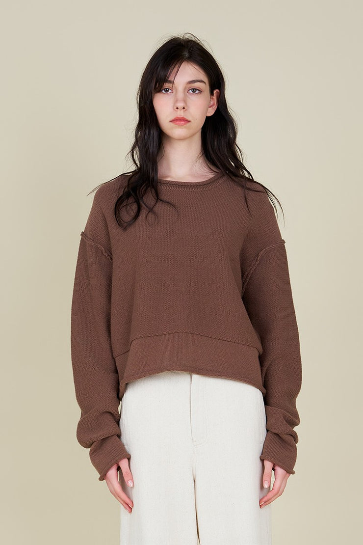 Coffee Rolled Edge Sweater