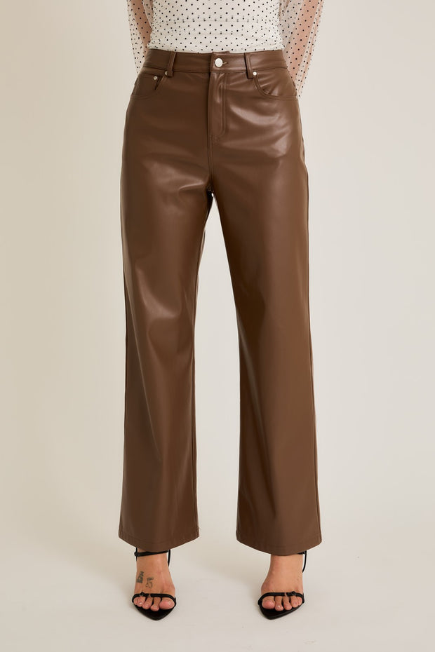 High Waist Faux Leather Pants