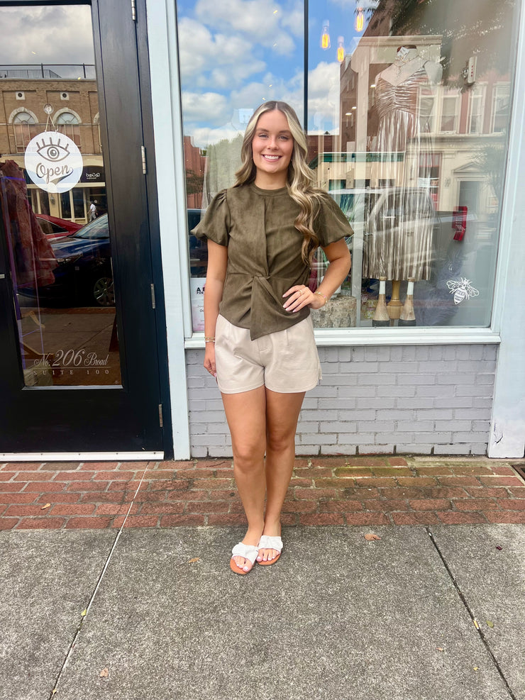 Green Suede Top