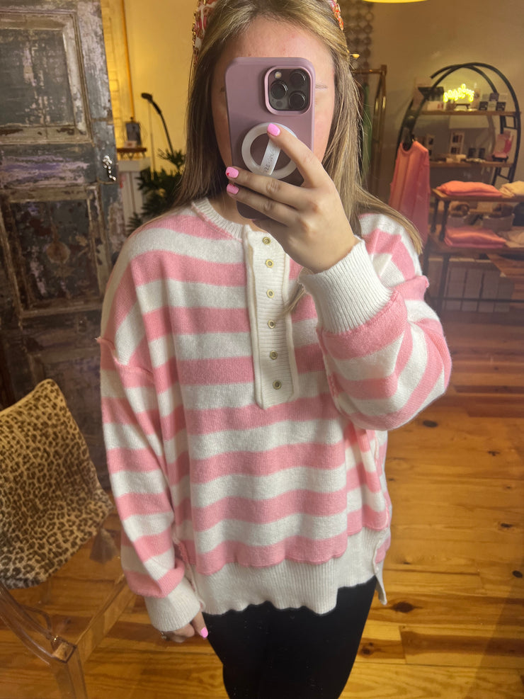 Pink Stripes Oversized Sweater
