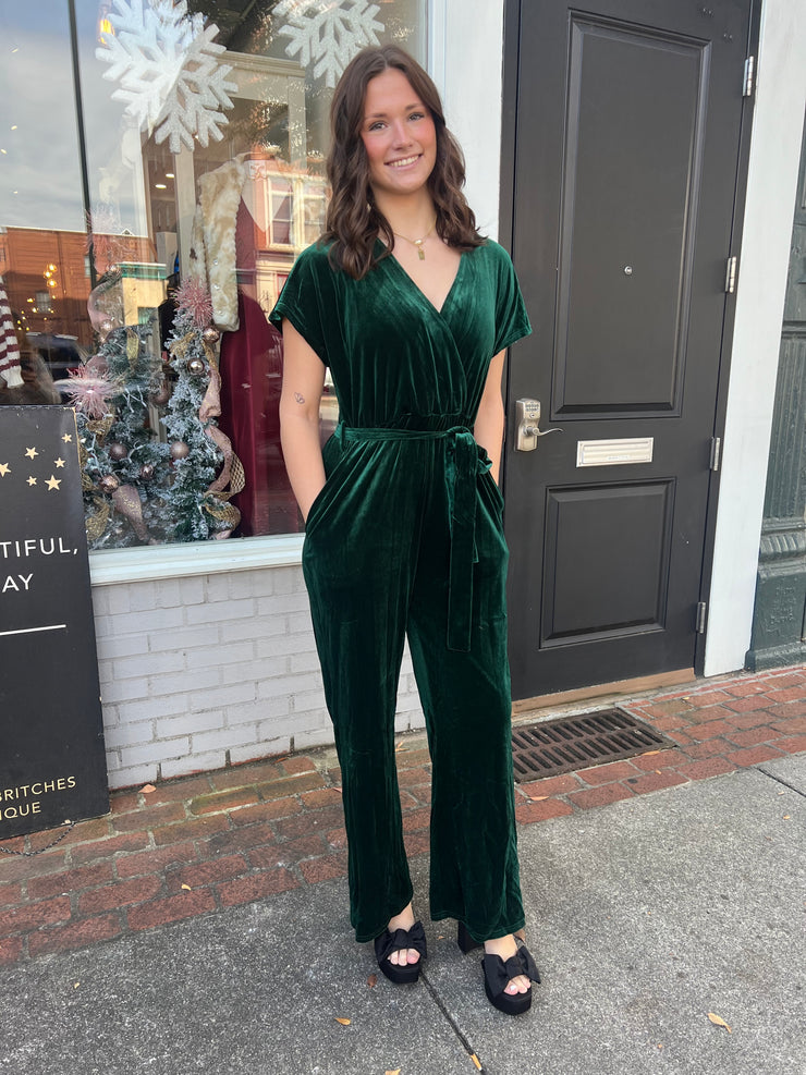 Evergreen Velvet Romper