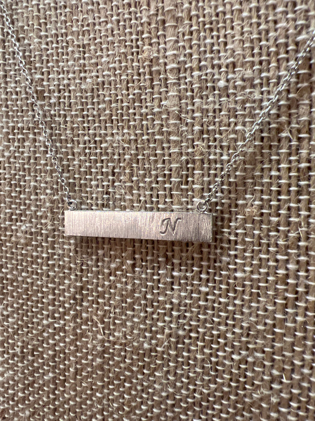 Silver Bar Initial Necklace