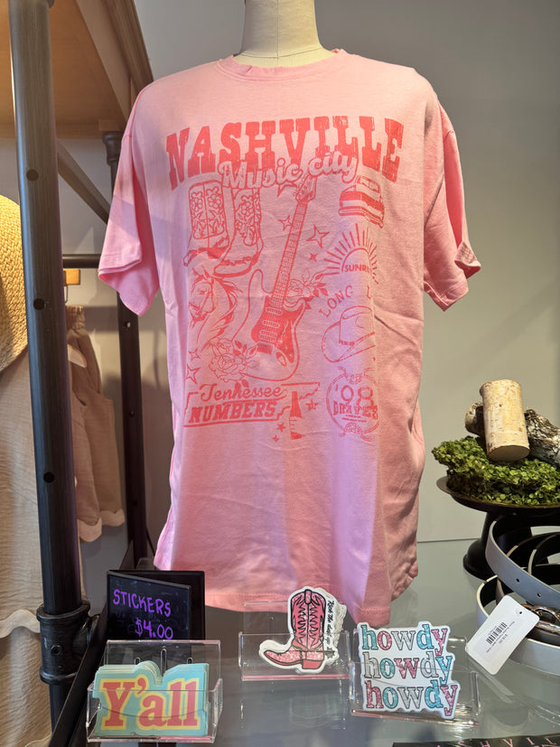 Pink Nashville Graphic Tee