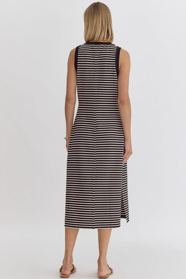 Black Stripe Midi Dress