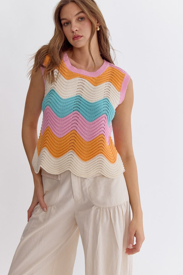 Color Wave Knit Top