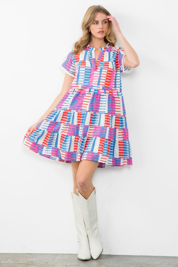 Patterned Tiered Dress