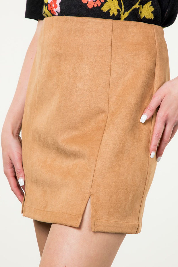 Double Slit Suede Skirt