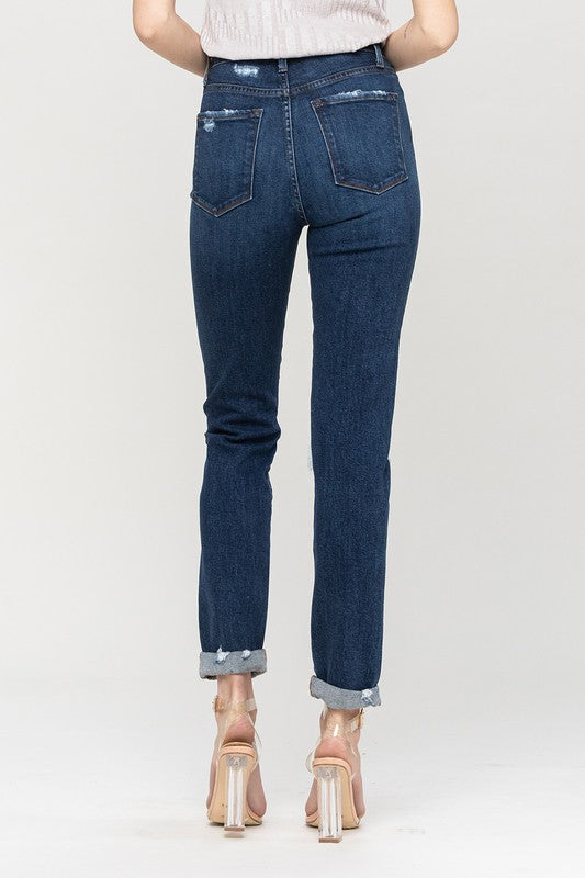 Roll Up Stretch Mom Jeans