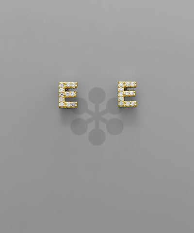 CZ Paved Initial Post Earring